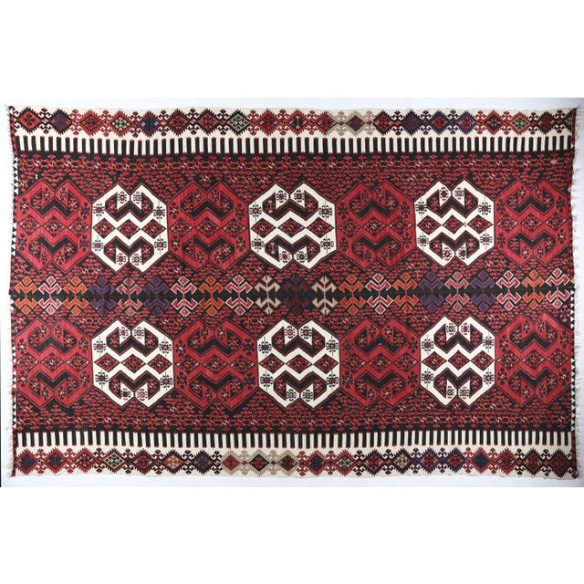 This rare Malatya Sinan kilim is a remarkable example of Anatolian textile heritage, composed of two individually woven...