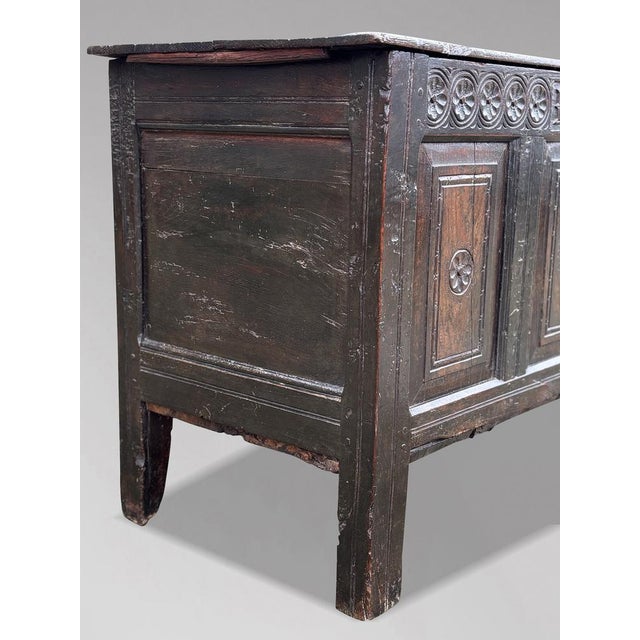 Oak Lancashire Coffer, 1678 For Sale - Image 4 of 13