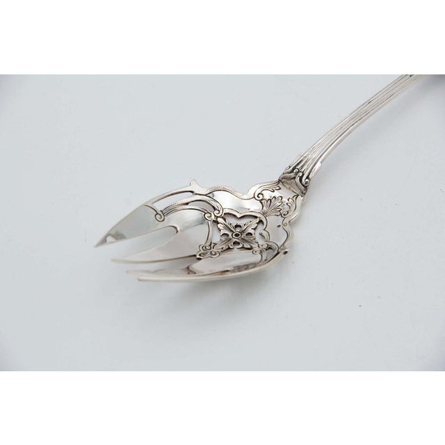 Silver Fish Fork with Cutouts and Reliefs, in Good conditions.