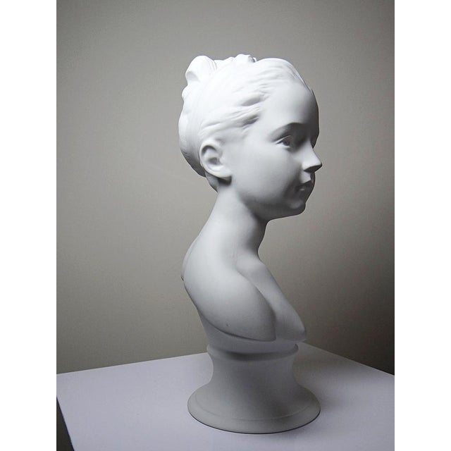 Bust of Louise Brongniard After Houdon in White Biscuit Porcelain, 1930s For Sale - Image 4 of 13