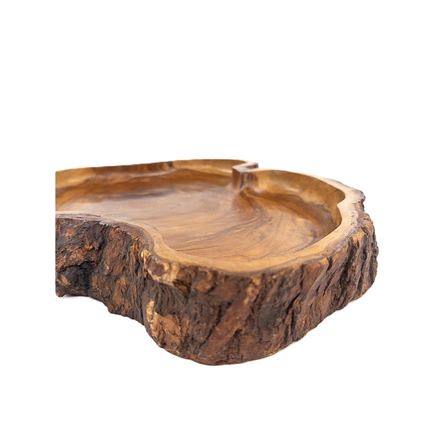 Hand-Carved Peruvian Olive Wood Tray With Live Sculptural Edges For Sale - Image 4 of 10