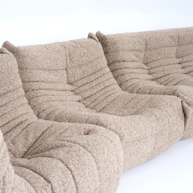 Original Ligne Roset Togo 5-Piece Modular Sofa Set in Textured Wool Blend For Sale - Image 14 of 16