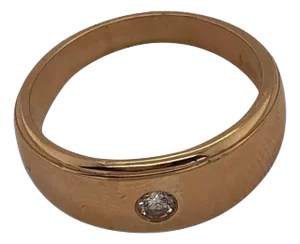 14 Karat Yellow Gold Band Ring With .15 Carat Center Diamond Round