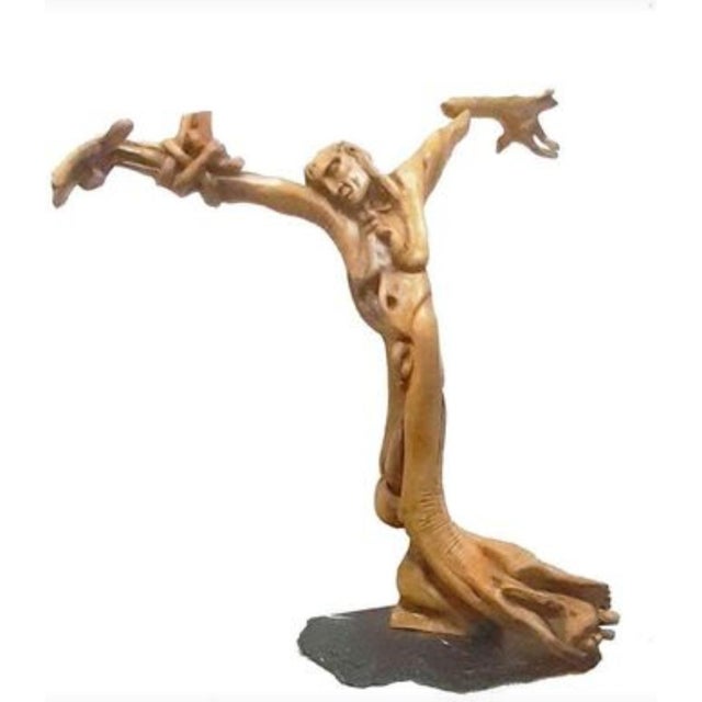Tiburzi, Large Christ Sculpture, Olive Wood, 1920s For Sale - Image 18 of 18