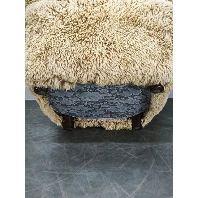 Art Deco Wingback Armchair in Honey Skandilock Sheepskin, 1930s For Sale - Image 6 of 11