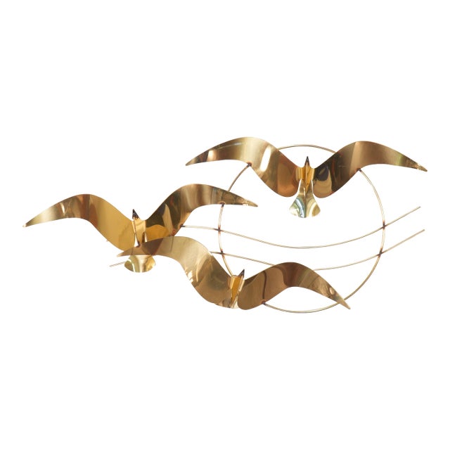 Curtis Jeré Brass Birds Seagulls Wall Sculpture Hanging For Sale
