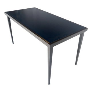 Heavy Gray Slate Top 30x60 Rectangle Bronze Finish Base Work Library Table For Sale