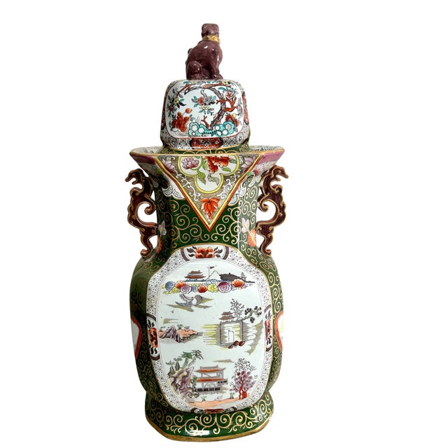 Impressive early 19th century English ironstone covered vase, attributed to Mason’s, standing an exceptional 21.5" tall....