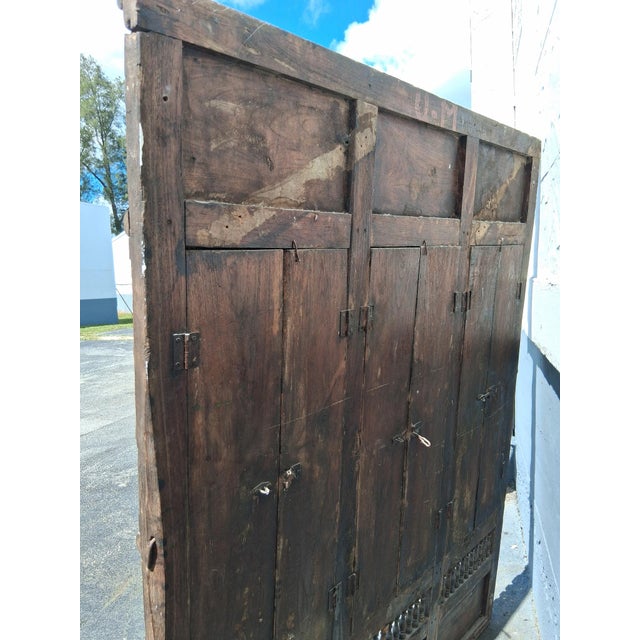 Wood 19thc Large Haveli Indian Hand Carved Architectural Door/ Shutter Assembly/ Sculptural For Sale - Image 7 of 16