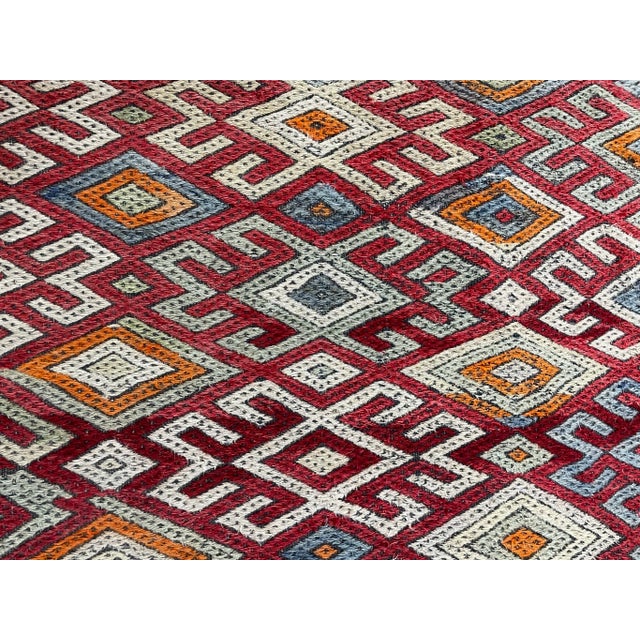 Yellow Mid 20th Century Vintage Handmade Moroccan Flat Weave/Kilim,#17420, 4'9" X 8'1" For Sale - Image 8 of 13
