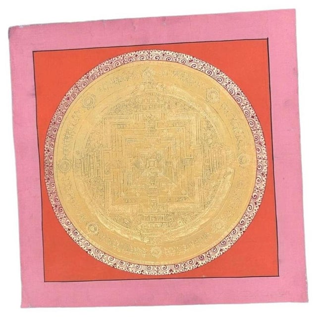2000 - 2009 Tibetan Kalachakra Mandala Hand-Painted Thangka For Sale - Image 5 of 5