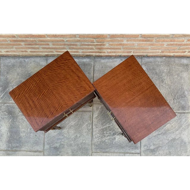 Brown Vintage Wood Nightstands, 1970s, Set of 2 For Sale - Image 8 of 12