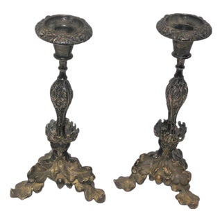 Silver Candlesticks with Turned Stems, Set of 2 For Sale