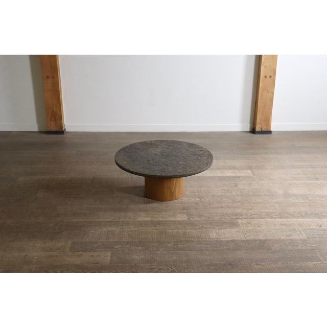 Gray Coffee Table in Fossil Stone and Oak by Peter Draenert for Draenert Studios, Germany, 1970s For Sale - Image 8 of 15