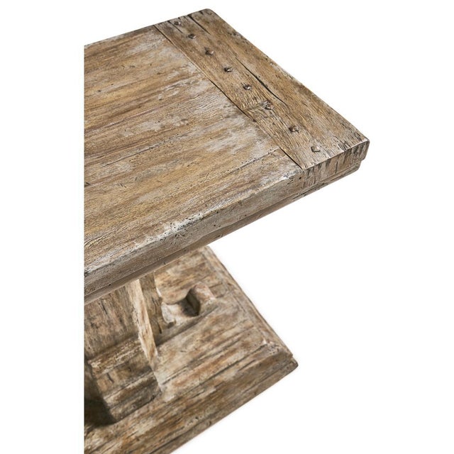 Rustic Farmhouse Trestle Wood Side Table For Sale - Image 11 of 12