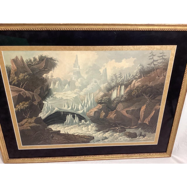 Antique Framed Print by Louis Bélanger VIEW OF THE SOURCE OF THE ARVEIRON circa 1773. Elegant antique print after Louis...