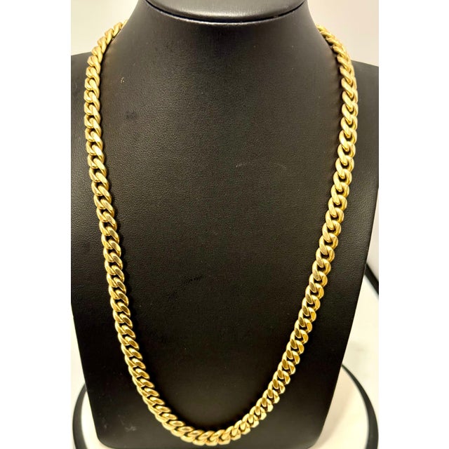 Vintage 14 Karat Yellow Gold 96.7 Gm Miami Cuban Link Italian Chain Unisex, 20" For Sale - Image 4 of 18