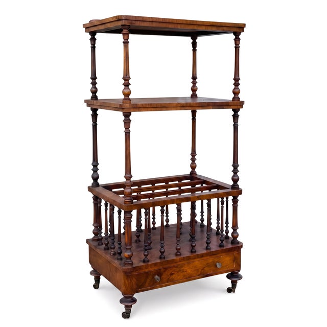 Late 19th Century 19th-C. English Carved Rosewood Etagere Music Stand Canterbury Magazine Rack For Sale - Image 5 of 9