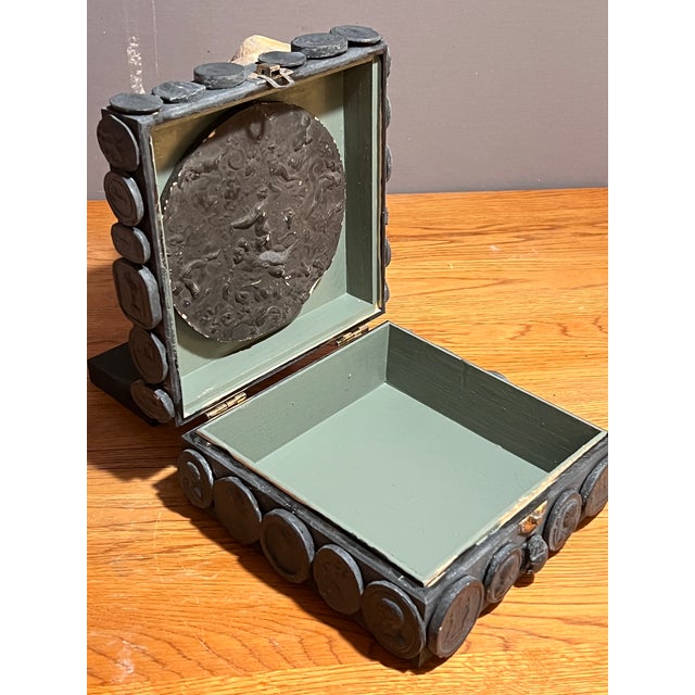 Wood Faux Stone Italian Grand Tour Style Classical Intaglio Decorated Custom Table Box For Sale - Image 7 of 10