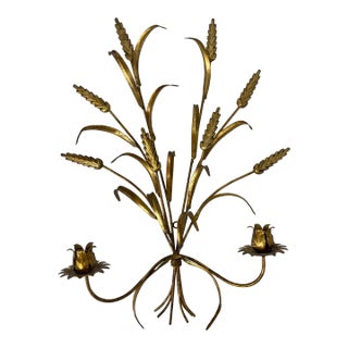 Midcentury Modern Gold Wheat Sheaf Wall Sconce From Italy For Sale