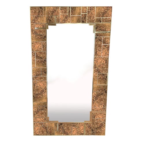 Brass Rectangular Dotted Wall Mirror by Justfurnituress For Sale