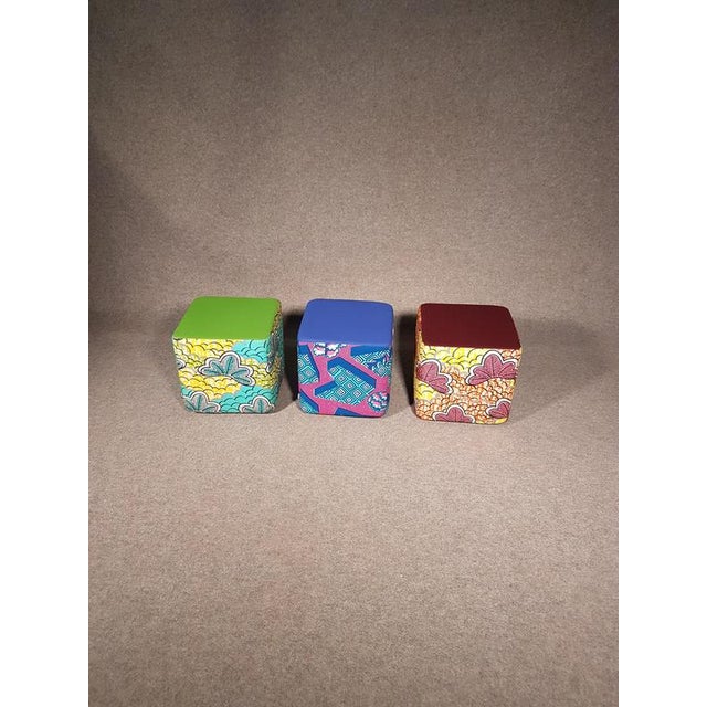 Dot Point Ottomans by Michiel van der Kley for Lande, Set of 3 For Sale - Image 16 of 18