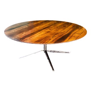 Vintage 1960s Florence Knoll 72" Round Rosewood X Base Table Desk For Sale