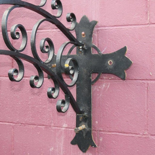 Antique Gothic Hardstone, Brass, Oak & Wrought Iron Baptismal With Boom 19thC For Sale - Image 4 of 17