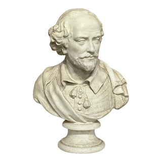 Antique English Weathered Plaster Bust of Shakespeare For Sale