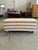 Brown Vintage Bench with Wooden Legs and Striped Fabric, 1980s For Sale - Image 8 of 8