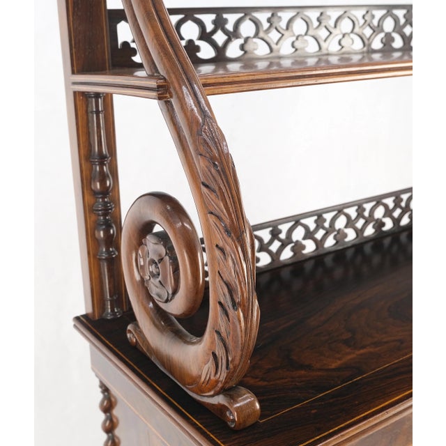 Wood Antique 19th Century English Regency Carved Rosewood Tiered Sideboard For Sale - Image 7 of 12