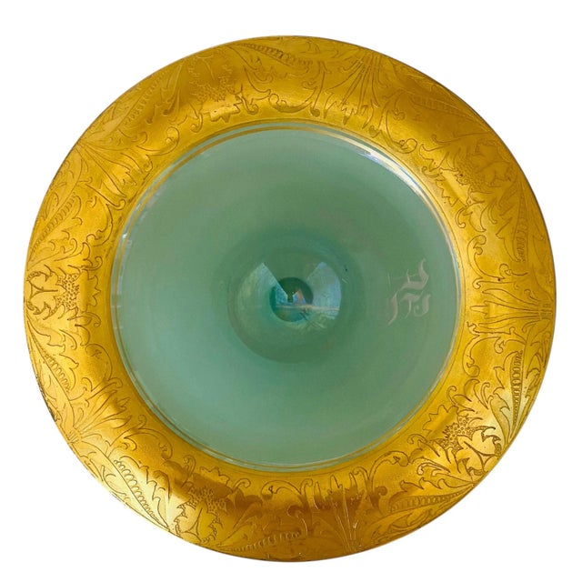 1940s Green Glass Mayonnaise Bowl With Serving Spoon For Sale In Washington DC - Image 6 of 7