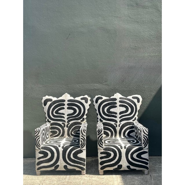 Wood Vintage Boho Beaded Lounge Chairs - a Pair For Sale - Image 7 of 12