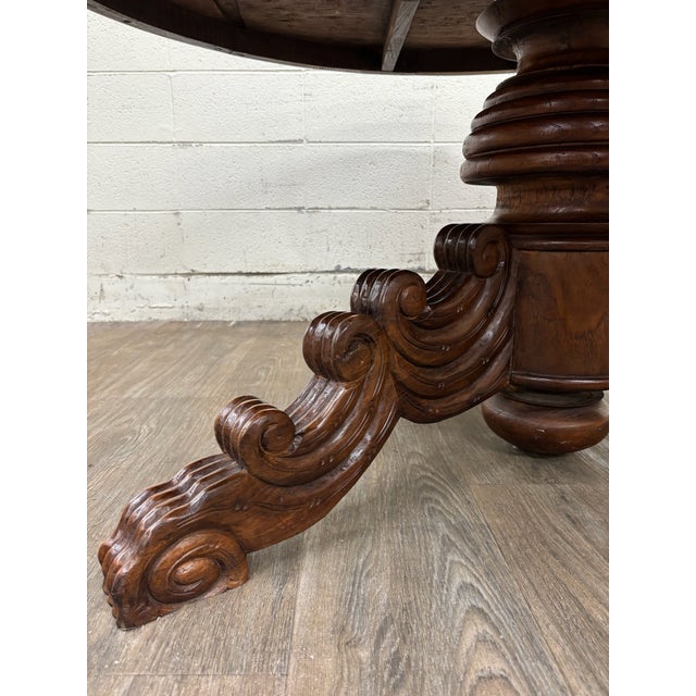 Antique French Renaissance Revival Victorian Renaissance Solid Oak Dining Table For Sale - Image 13 of 18