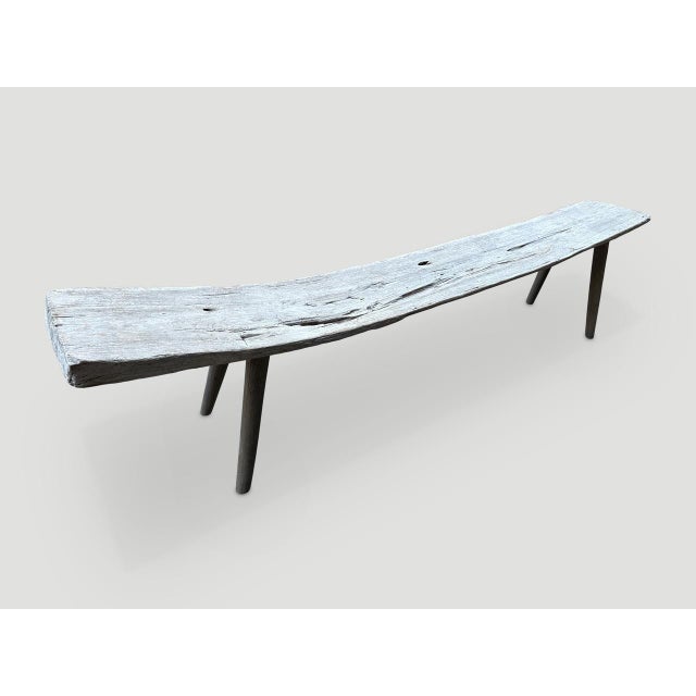 2010s Andrianna Shamaris Teak Wood Long Bench For Sale - Image 5 of 5