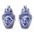 Vintage Delft Pottery Blue and White Covered Urns For Sale