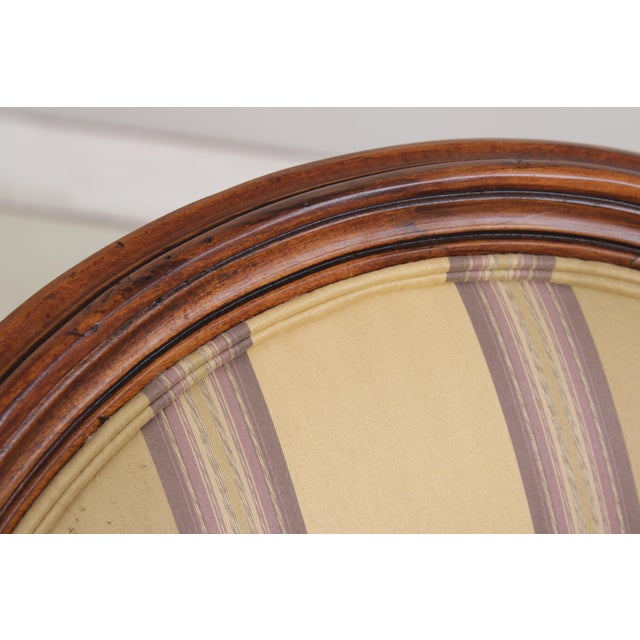 Wood Louis XVI Style Mahogany Open Arm Fauteuil Chair For Sale - Image 7 of 18