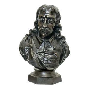 Antique 19th Century English Poet John Milton Sculpture Signed Ernest-Eug√®ne Hiolle 1834-1886