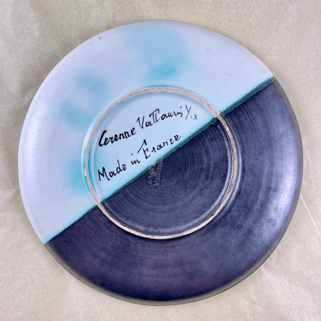 Mid-Century French Atelier Cérenne à Vallauris Hand Made Signed Tulip Plate For Sale In Philadelphia - Image 6 of 9