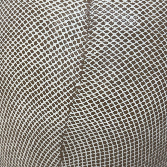 Round Brown & White Small Checkered Patterned Ceramic Vase For Sale - Image 9 of 11