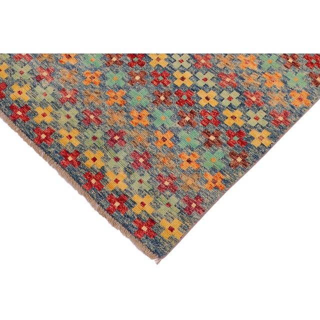 Shabby Chic Balochi Blue/Red Wool Rug - 3'4''x5'1'' For Sale - Image 4 of 11