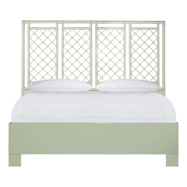 X & Diamond Platform Bed King, Celery Green For Sale