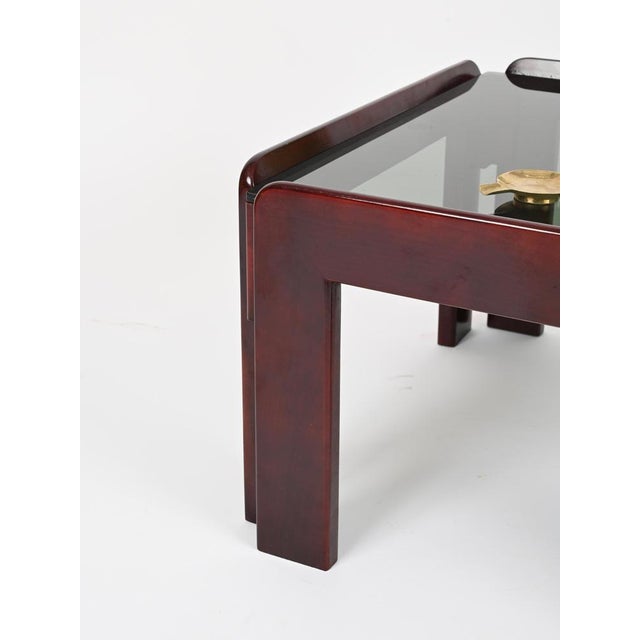 1960s Square Coffee Table with Smoked Glass by Afra & Tobia Scarpa, Italy, 1960s For Sale - Image 5 of 15