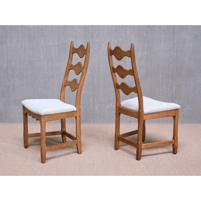 1960s Danish Dining Chairs in Oak and Rubelli Bouclé by Henning Kjærnulf, 1960s, Set of 6 For Sale - Image 5 of 17