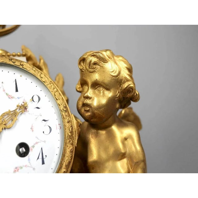 Louis XVI Gilt Bronze and Marble Table/Chimney Clock, France, Circa 1860 For Sale - Image 4 of 12