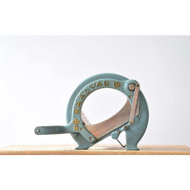 Mid-Century Danish Blue and Gold Bread Slicer by Ove Larsen for Raadvad, 1950s For Sale - Image 13 of 13