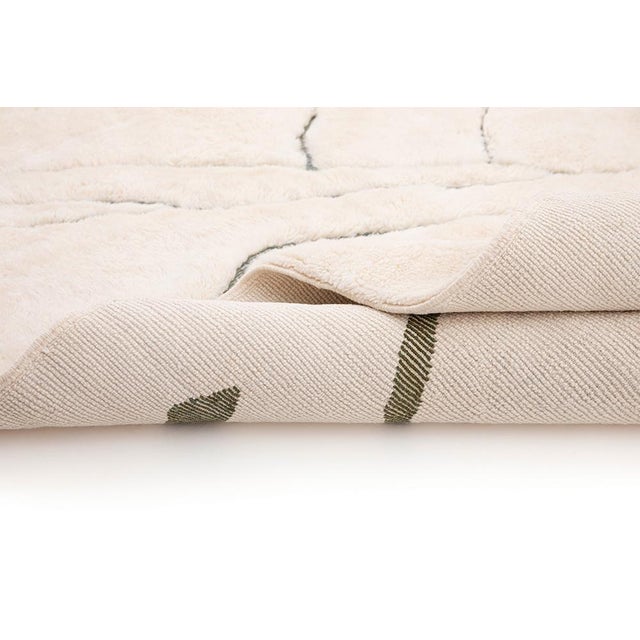 Ivory Botanical Line Art Hand-Knotted Wool Rug | 11'7" X 9'1" | One of a Kind For Sale - Image 8 of 8