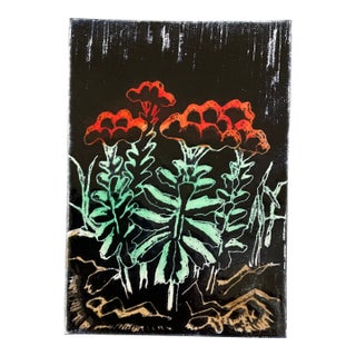 1990s Steve Krauss Floral Enamel on Metal For Sale