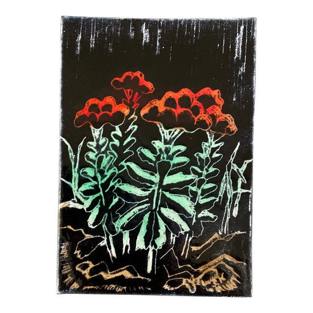 1990s Steve Krauss Floral Enamel on Metal For Sale