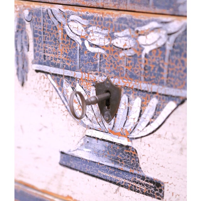 Pair of 19th Century French Louis-Philippe Carved Painted Commodes Nightstands For Sale - Image 11 of 14